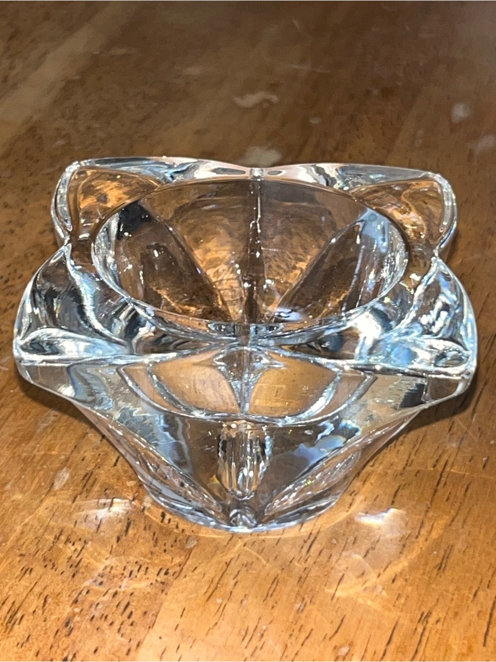 Orrefors Crystal Lotus Flower Art Glass Candle Holder